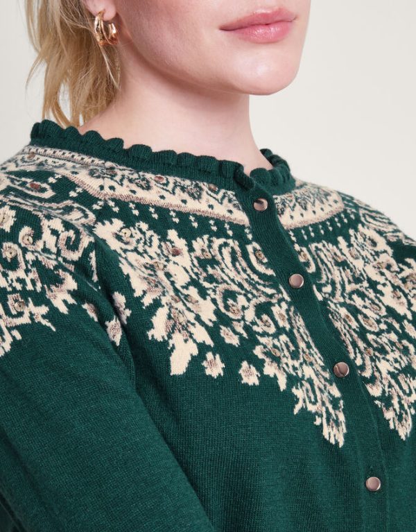 Monsoon Hope Fair Isle Cardigan Green - Image 2