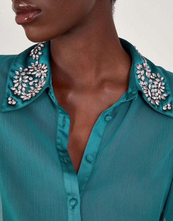 Monsoon Lorenna Embellished Blouse Teal - Image 2