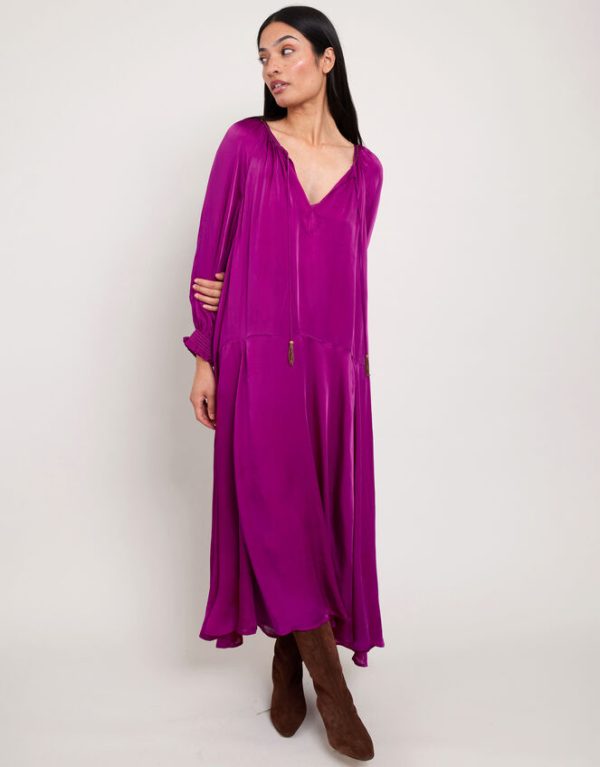 Monsoon East Embellished Satin Maxi Dress Pink - Image 3