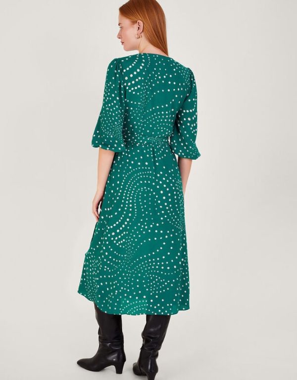 Monsoon Emer Spot Dress Green - Image 4