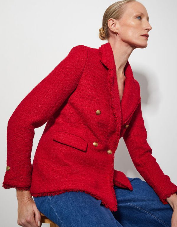 Monsoon Rubi Tweed Jacket Red - Image 4