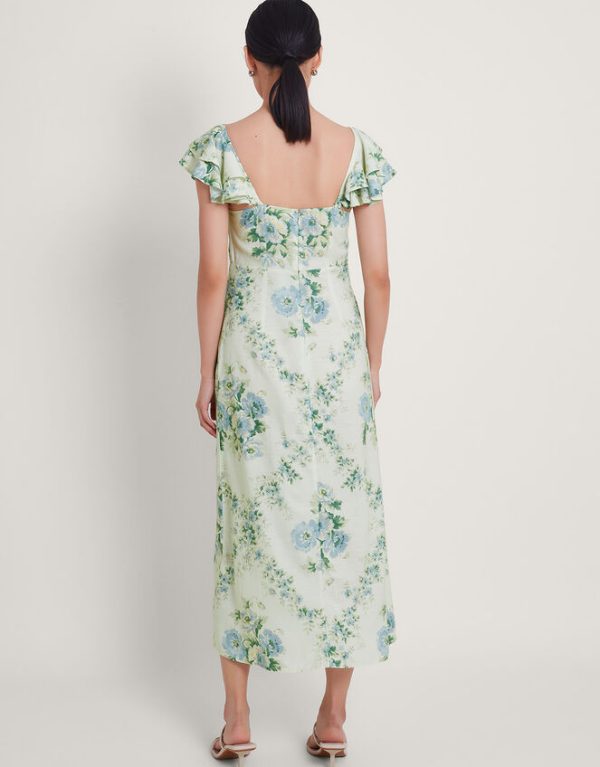 Monsoon Zimira Floral Midi Dress Ivory - Image 3