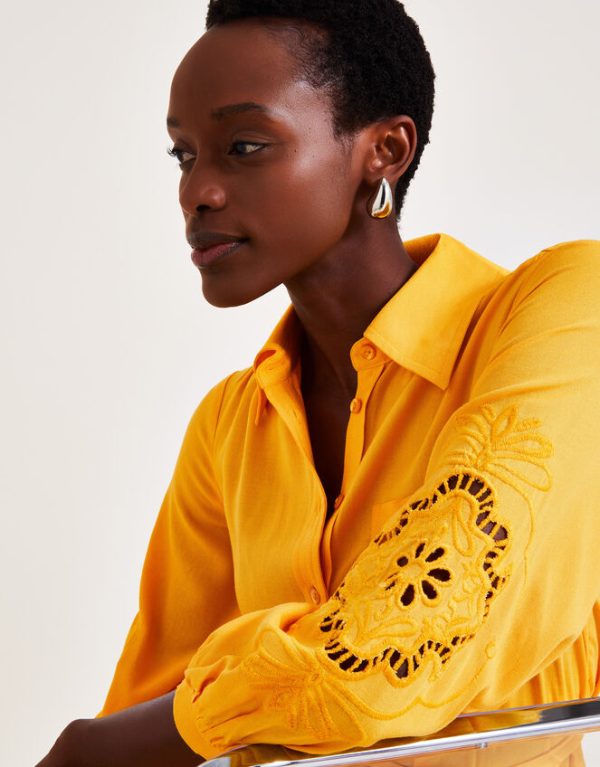 Monsoon Millie Shirt Dress Yellow - Image 4