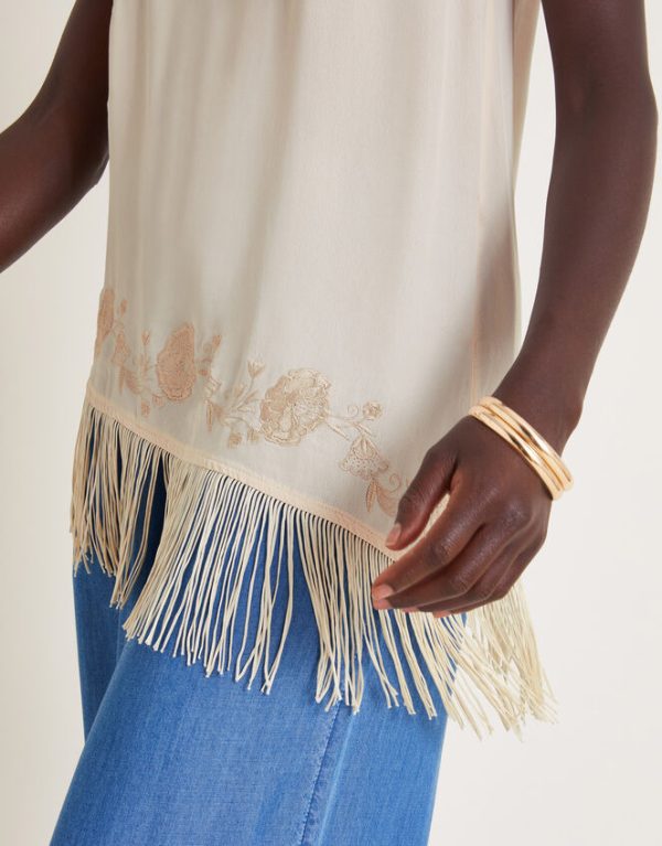 Monsoon Erin Fringe Tank Top Ivory - Image 5