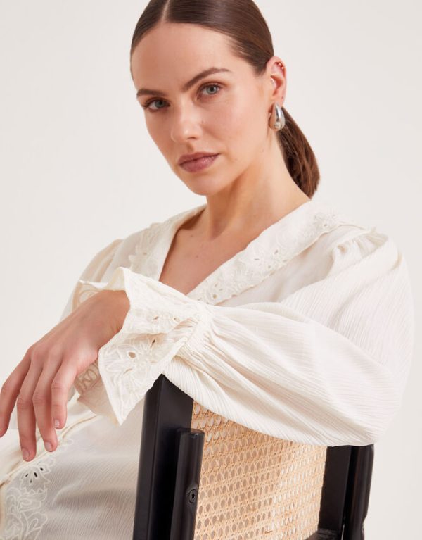 Monsoon Clare Cutwork Blouse Ivory - Image 4