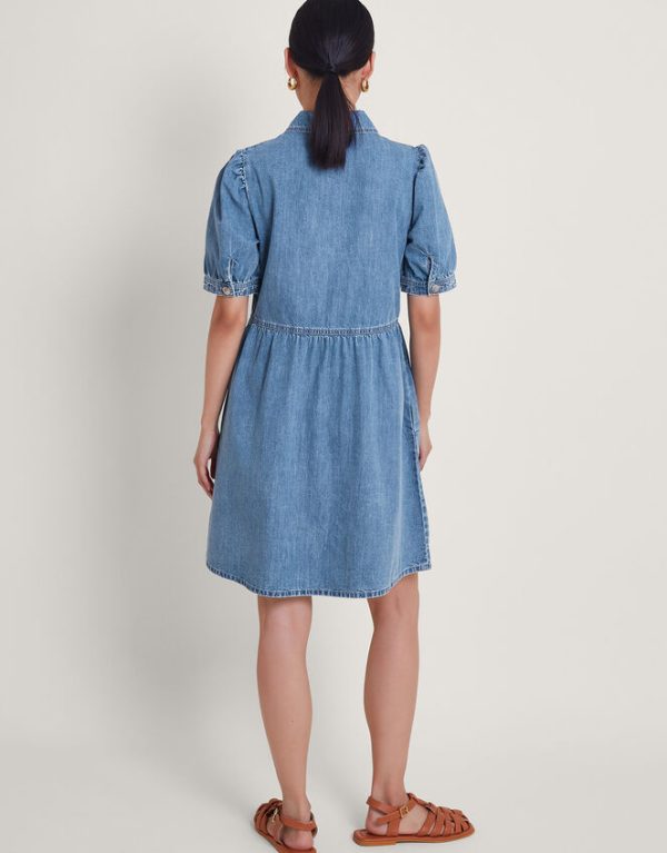 Monsoon Dress Adeena Denim Mini Dress Blue - Image 3