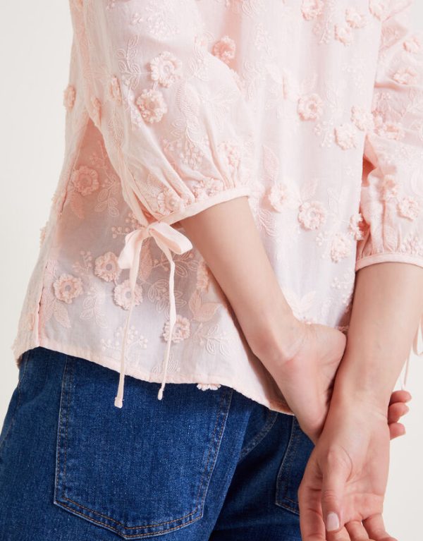 Monsoon Ivy Floral Embroidered Blouse Pink - Image 4