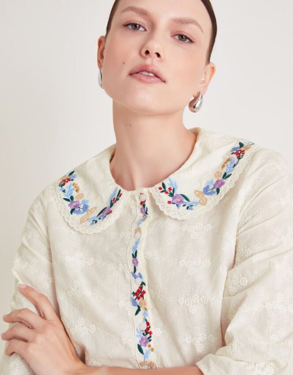 Monsoon Clara Embroidered Shirt Ivory - Image 4