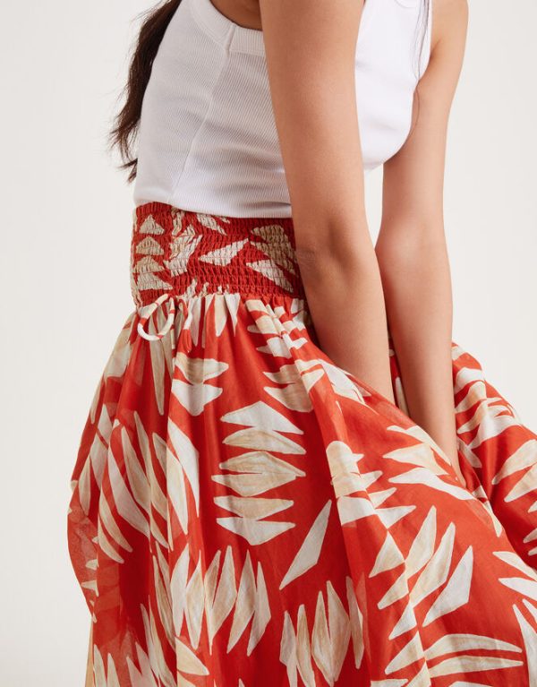 Monsoon Shelly Abstract Print Maxi Skirt Orange - Image 4