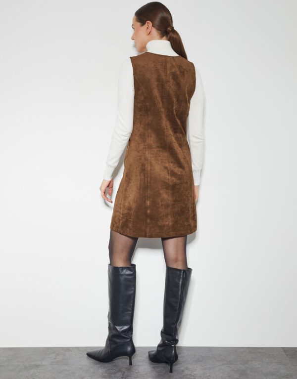 Monsoon Amber Suedette Pinafore Dress Brown - Image 4