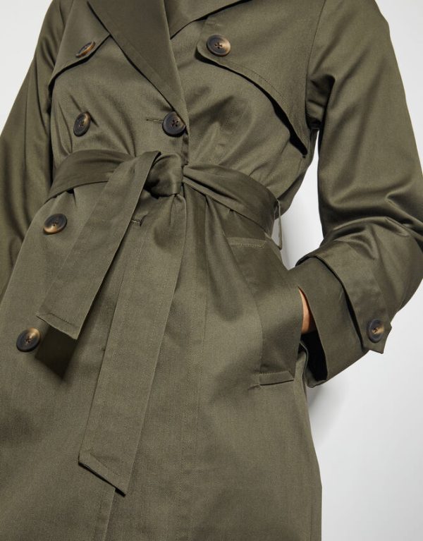 Monsoon Matilda Midi Trench Coat Green - Image 4