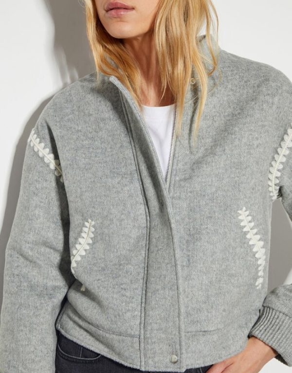 Monsoon Elodie Stitch Bomber Jacket Grey - Image 4