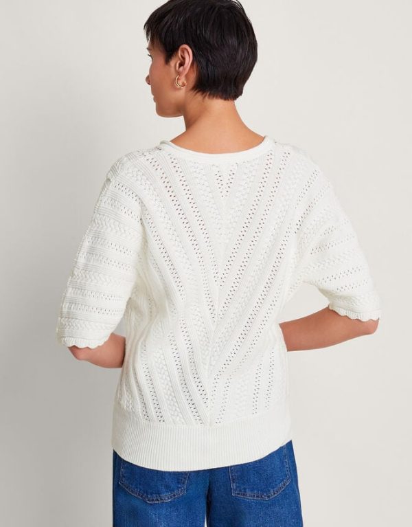 Monsoon Lulu Short Sleeve Jumper Ivory - Image 3