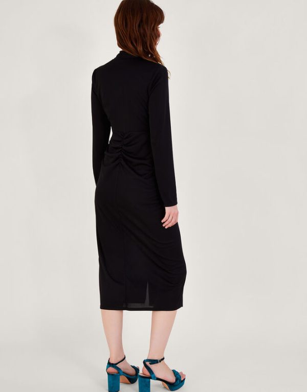 Monsoon Toria Trim Long Sleeve Dress Black - Image 3