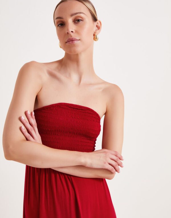 Monsoon Bailey Bandeau Dress Red - Image 4