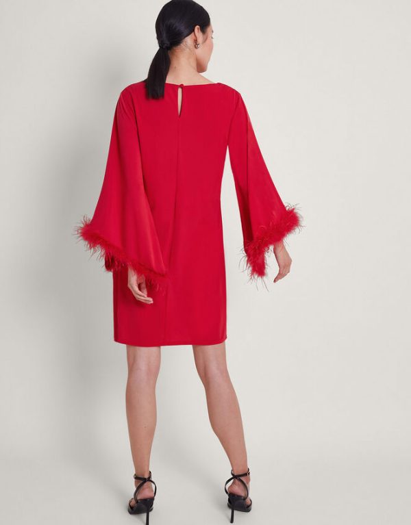 Monsoon Fi Feather Tunic Dress Red - Image 3