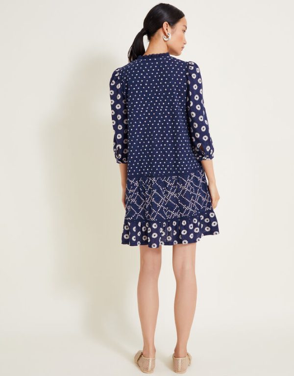 Monsoon Cindy Print Jersey Dress Blue - Image 4