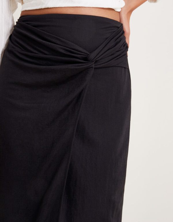 Monsoon Winnie Wrap Midi Skirt Black - Image 4