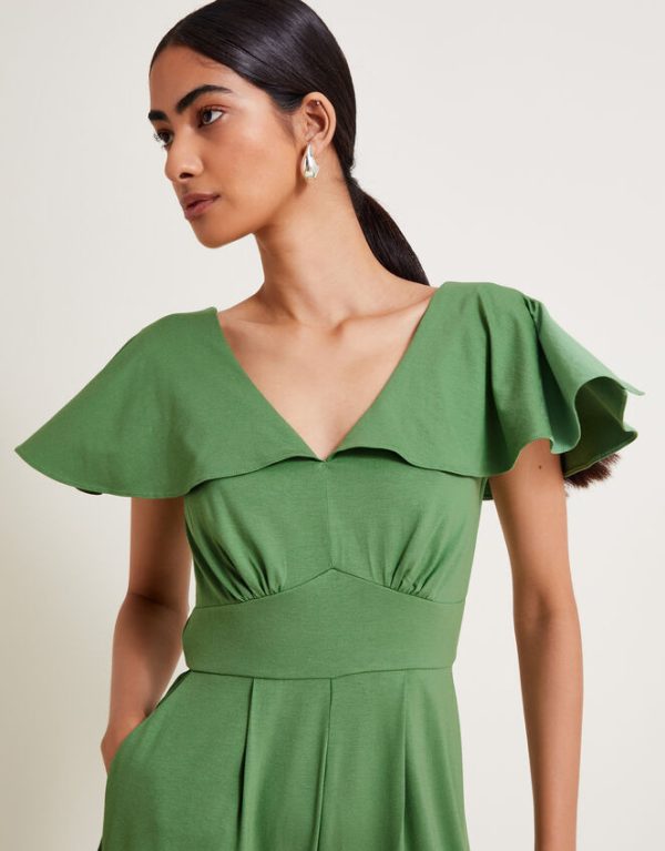 Monsoon Ronda Ruffle Jersey Jumpsuit Green - Image 4