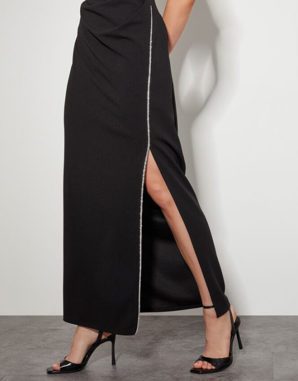 Monsoon Tia Asymmetrical Jersey Maxi Dress Black - Image 4