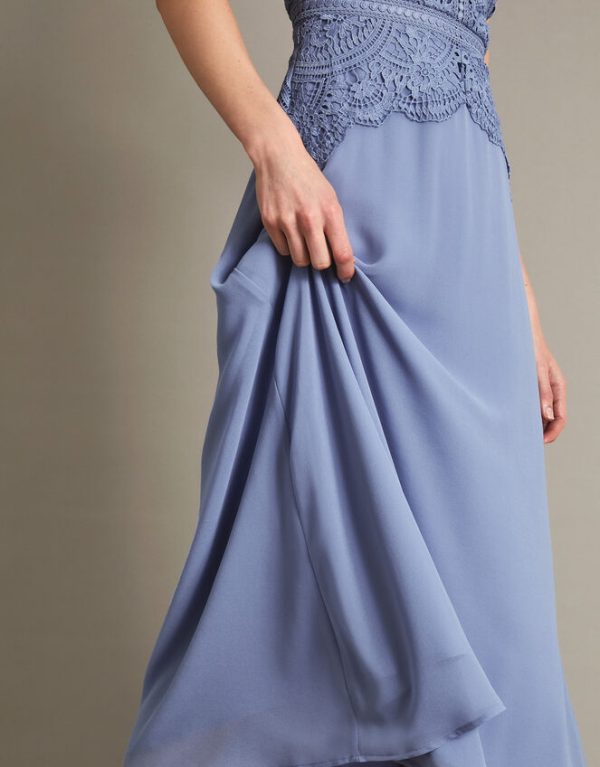 Monsoon Monica Lace Midi Dress Blue - Image 4