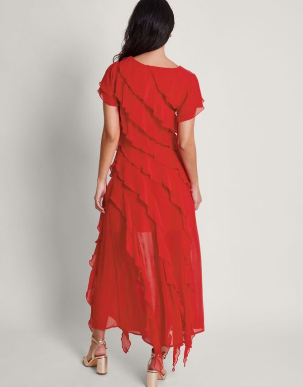 Monsoon Renata Ruffle Maxi Dress Red - Image 3