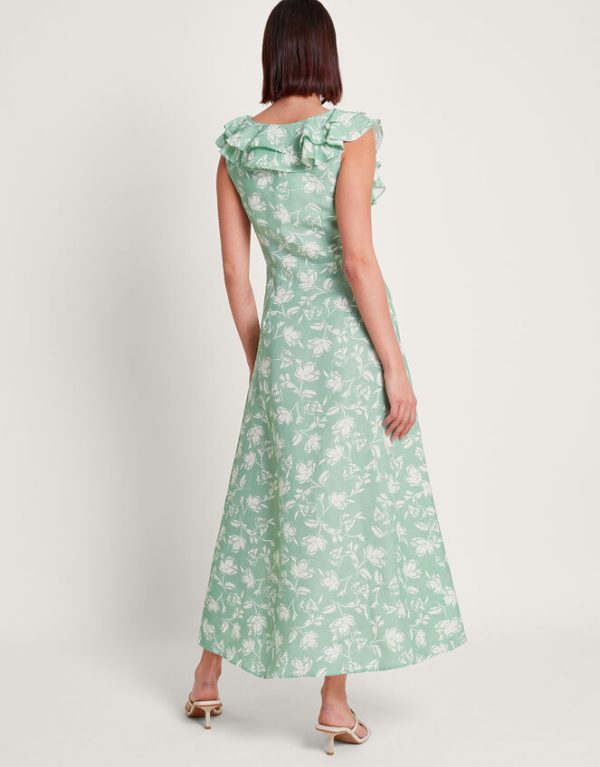 Monsoon Saskia Ruffle Dress Green - Image 3