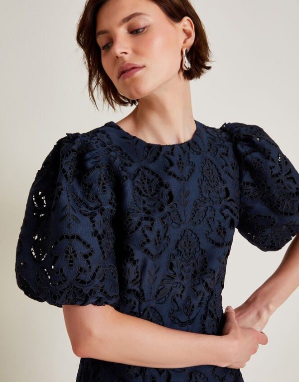 Monsoon Lila Lace Tunic Mini Dress Blue - Image 4