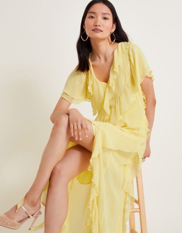 Monsoon Renata Ruffle Maxi Dress Yellow - Image 4