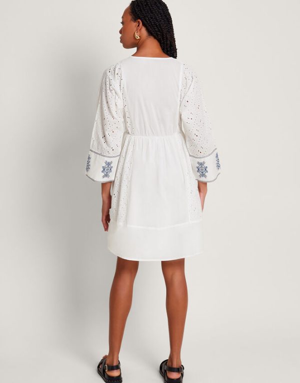 Monsoon Katie Embroidered Kaftan Ivory - Image 3