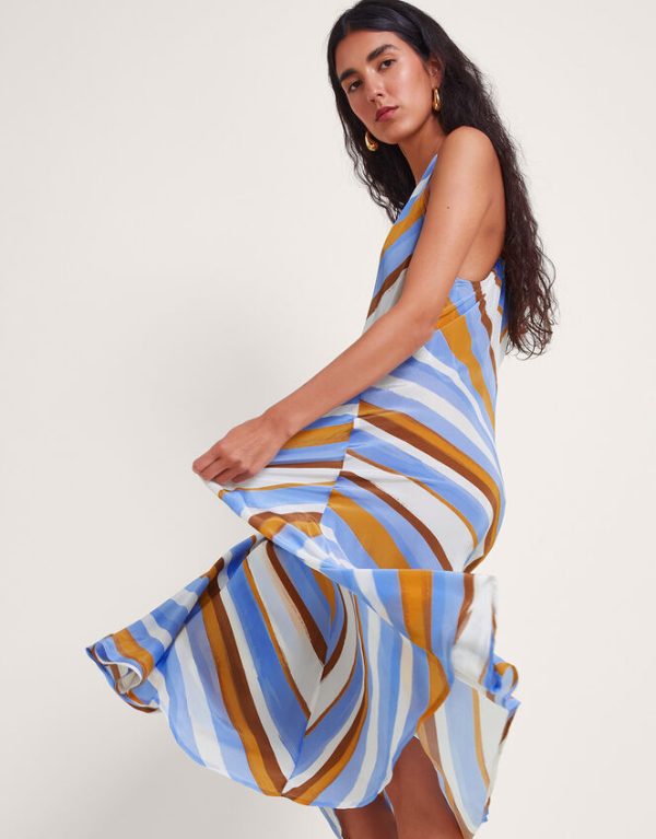 Monsoon Byrdie Stripe Dress Blue - Image 3