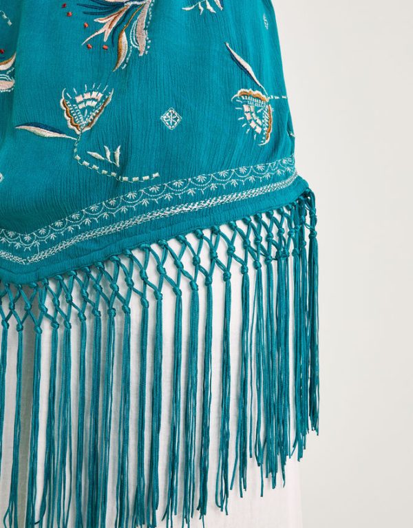 Monsoon Liza Embellished Tassel Halter Top Teal - Image 3