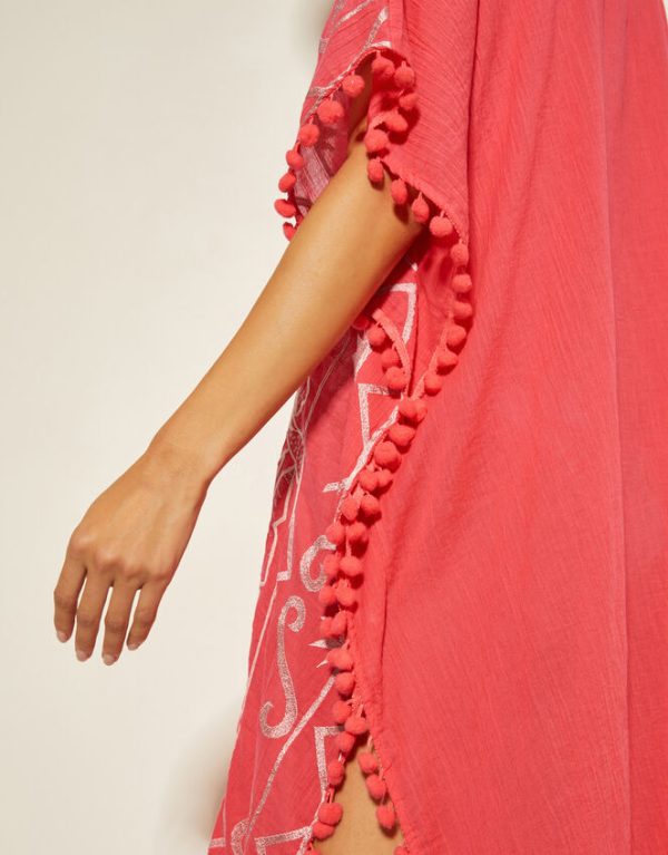 Monsoon Penny Tassel Embroidered Kaftan Pink - Image 4