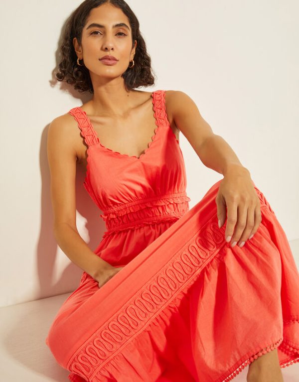 Monsoon Sonya Embroidered Maxi Dress Pink - Image 4