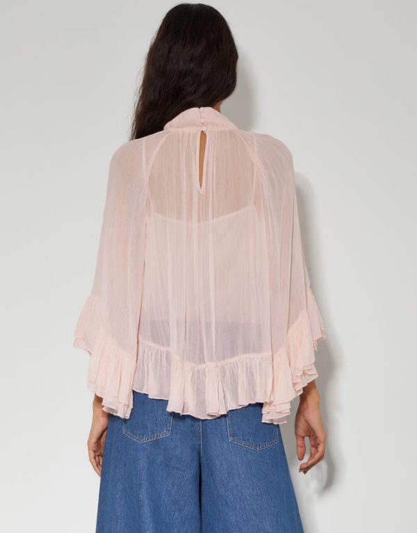 Monsoon Renee Crinkle Ruffle Top Pink - Image 4