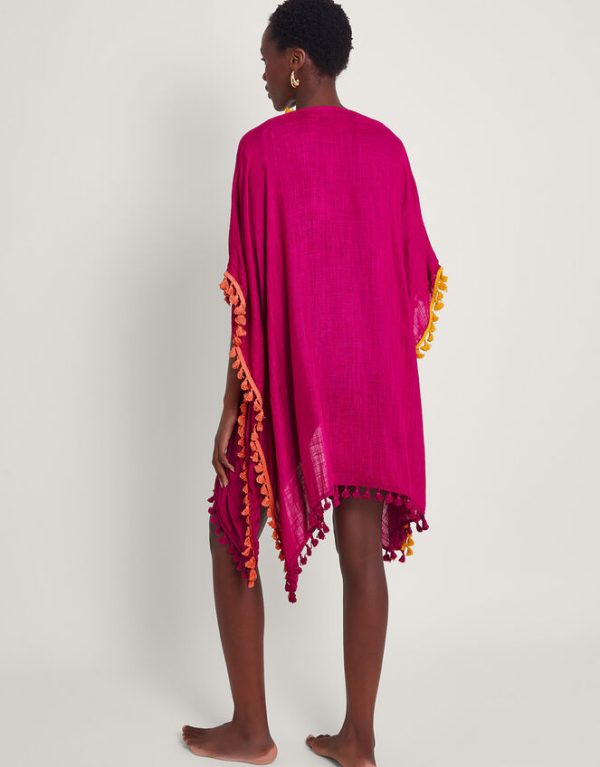 Monsoon Contrast Tassel Beach Cover-Up Pink - Image 3