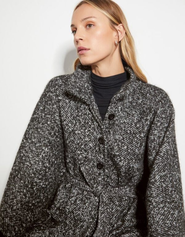 Monsoon Kiri Belted Tweed Poncho Coat - Image 4