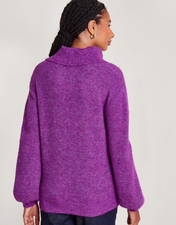 Monsoon Super-Soft Rib Splice Neck Jumper Purple - Image 3