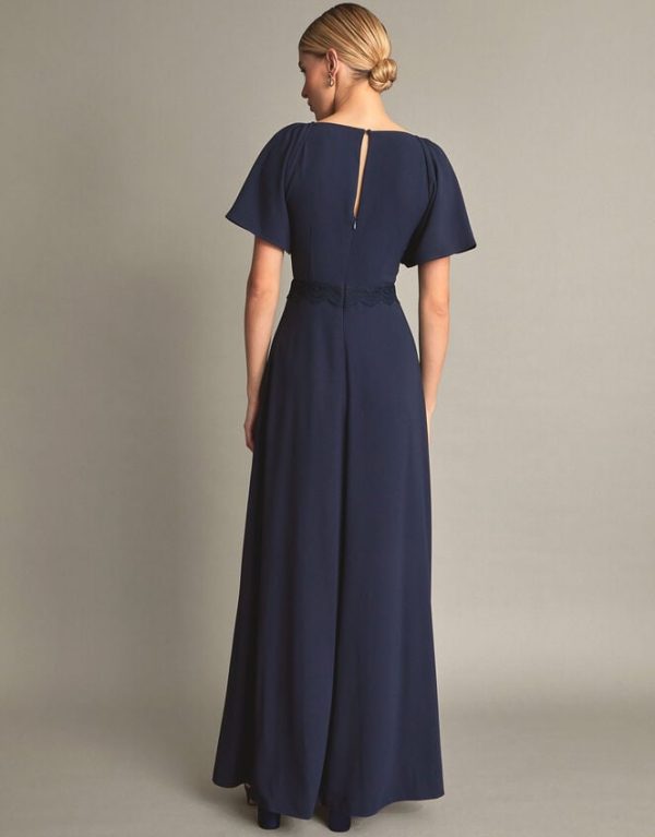 Monsoon Charlotte Crepe Maxi Dress Blue - Image 3