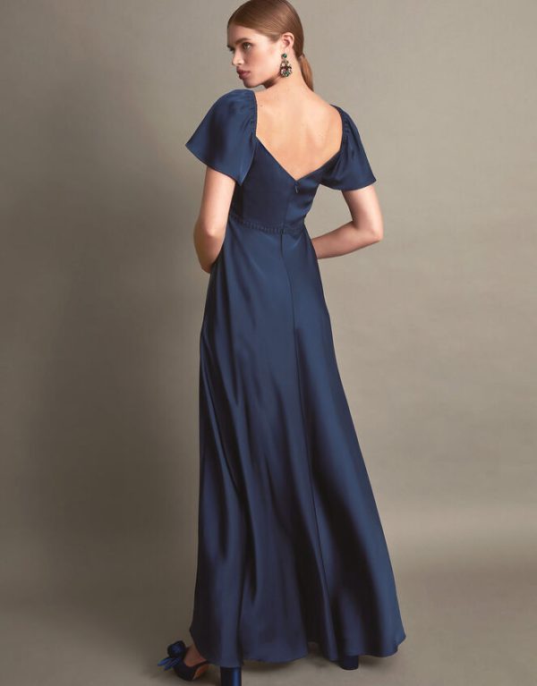 Monsoon Savannah Satin Maxi Dress Blue - Image 3