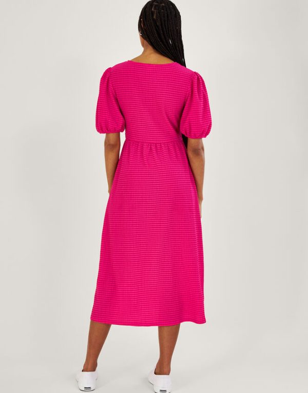 Monsoon Twist Detail Jersey Midi Dress Pink - Image 3