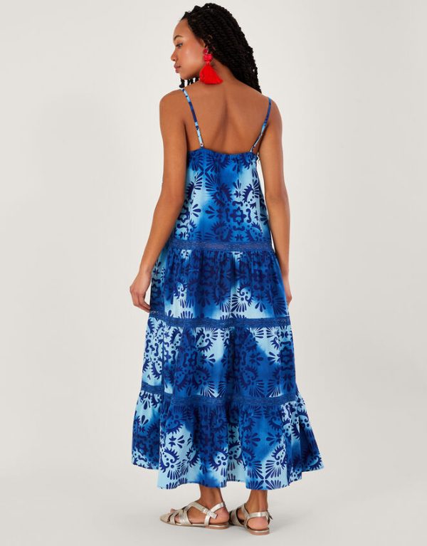 Monsoon Tile Batik Print Cami Midi Dress Blue - Image 3