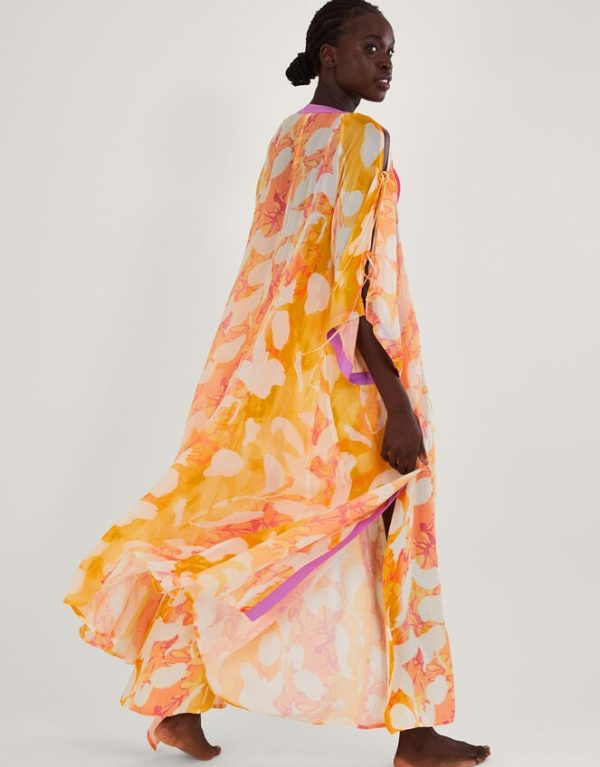 Monsoon Orange Abstract Print Longline Kimono - Image 3