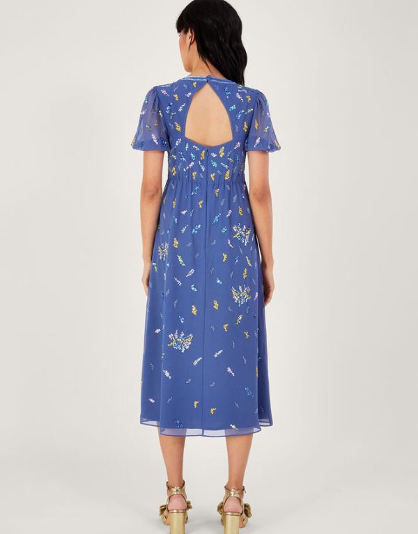 Monsoon Zena Sequin Tea Dress Blue - Image 3