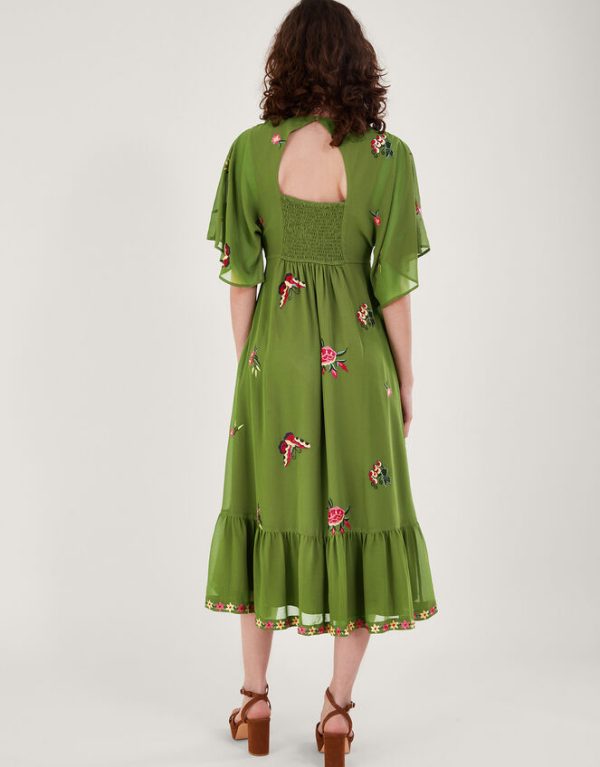 Monsoon Renee Wrap Dress Green - Image 3