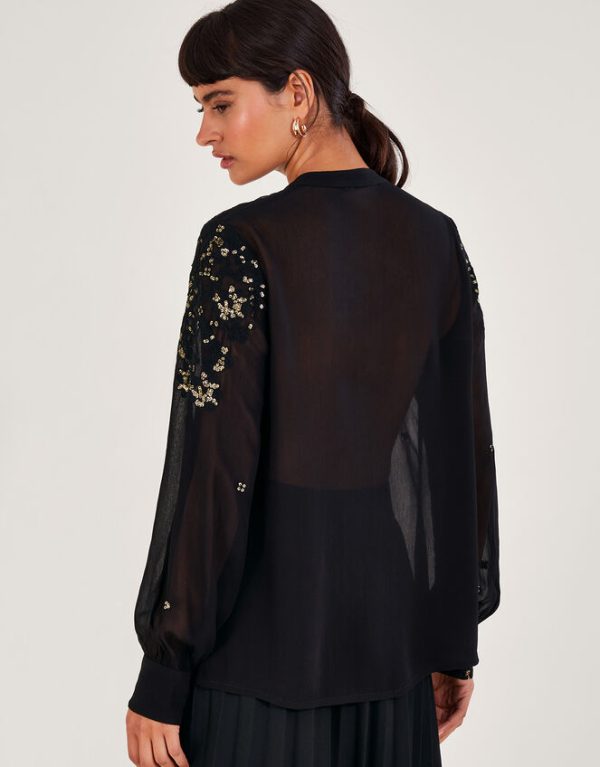 Monsoon Greta Embellished Blouse Black - Image 3