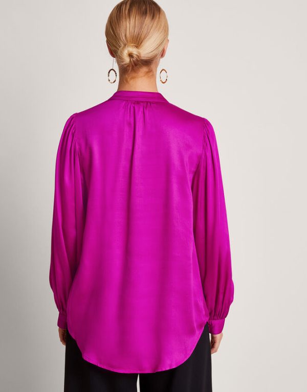 Monsoon Lana Ruffle Satin Blouse Pink - Image 3