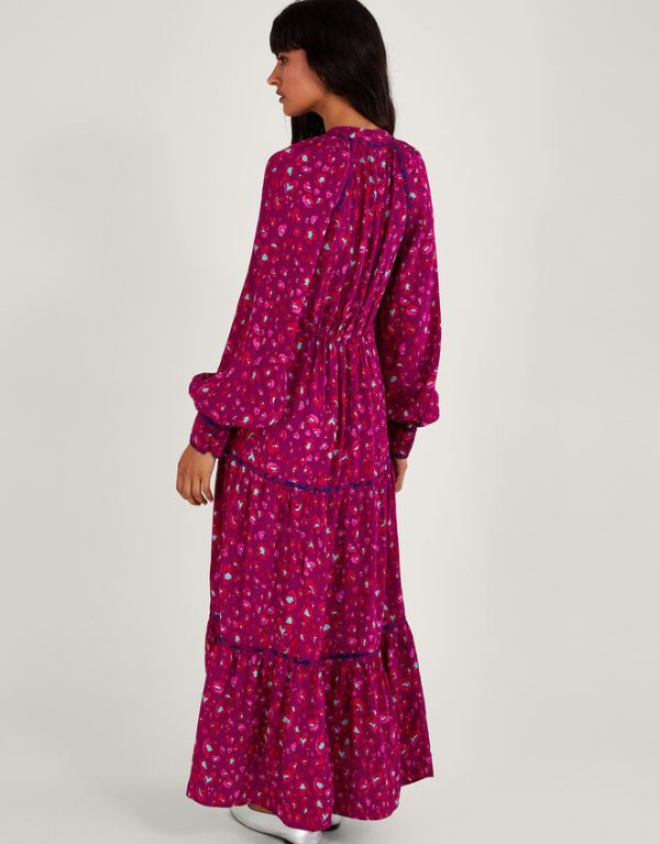 Monsoon Sara Animal Print Dress Pink - Image 3