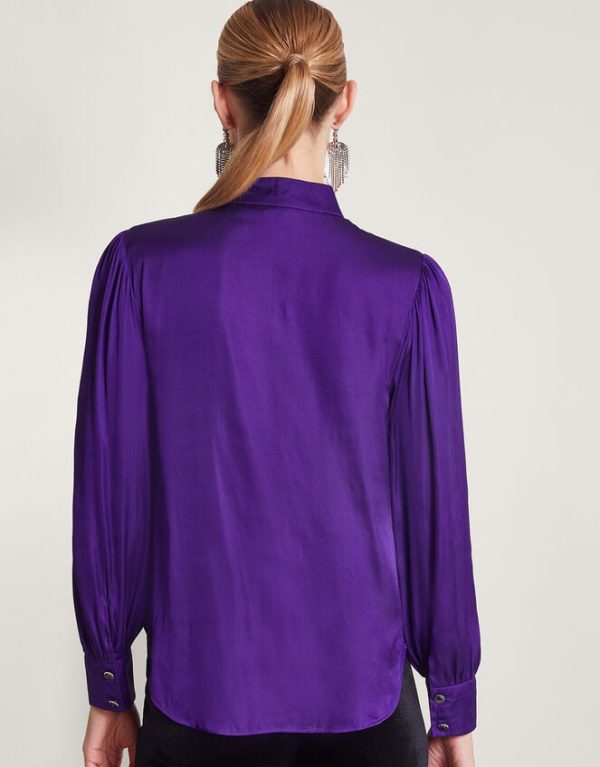 Monsoon Holly Satin Blouse Purple - Image 3