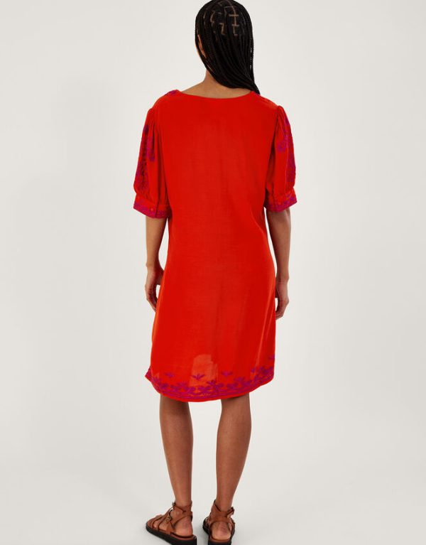 Monsoon Chrissy Embroidered Tunic Dress Orange - Image 3